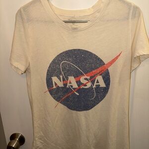 NASA Logo Graphic Tee in Cream with Blue & Red Logo